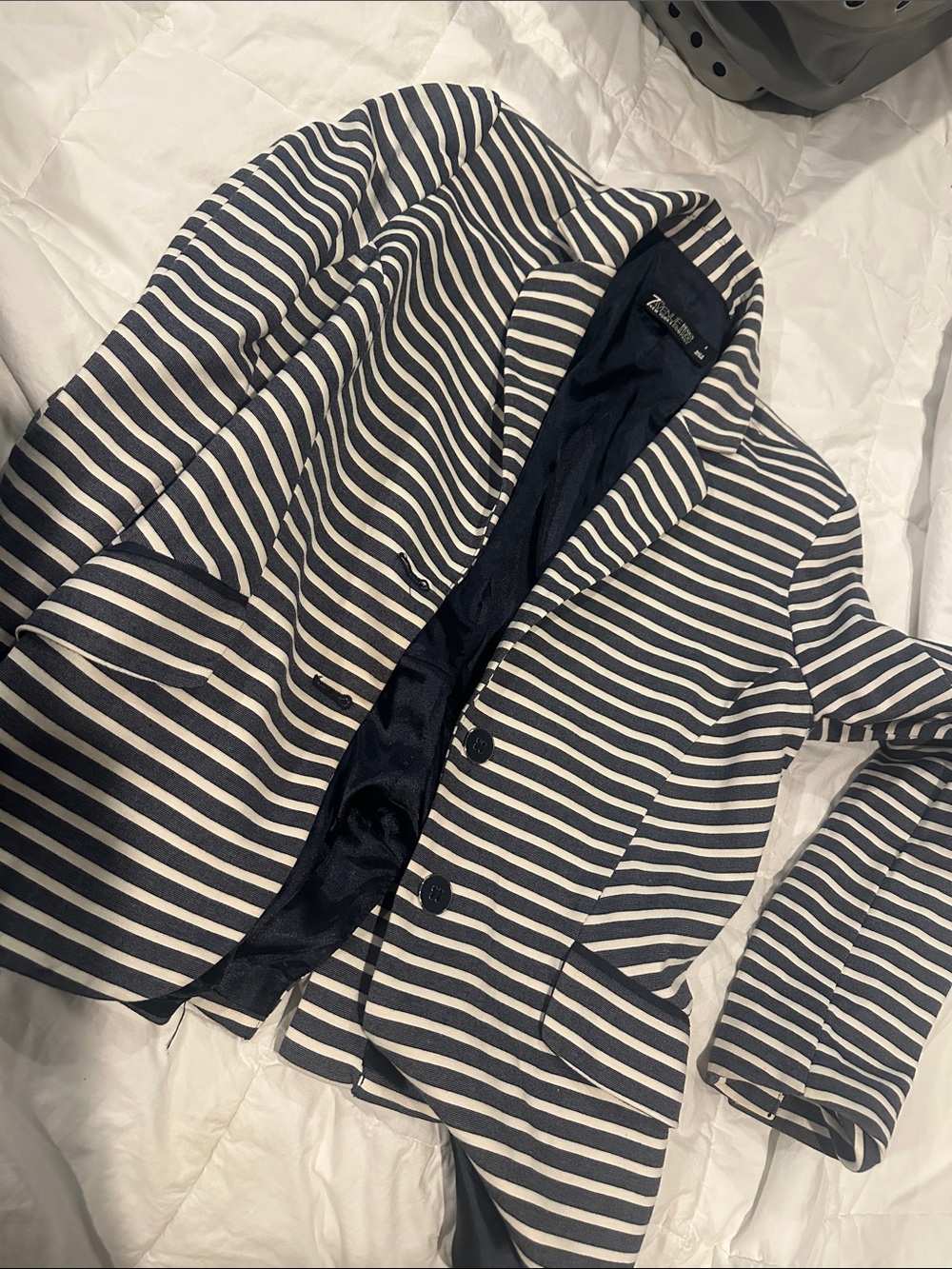 7th avenue Navy and White Striped womens Blazer